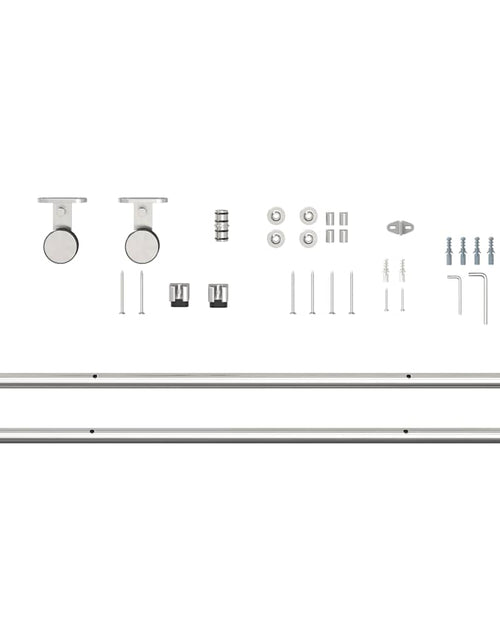Încărcați imaginea în vizualizatorul Galerie, Set piese pentru ușă glisantă, argintiu, 200 cm oțel inoxidabil
