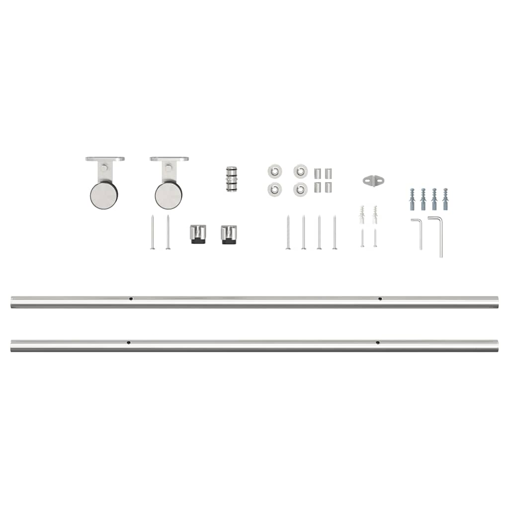 Set piese pentru ușă glisantă, argintiu, 200 cm oțel inoxidabil