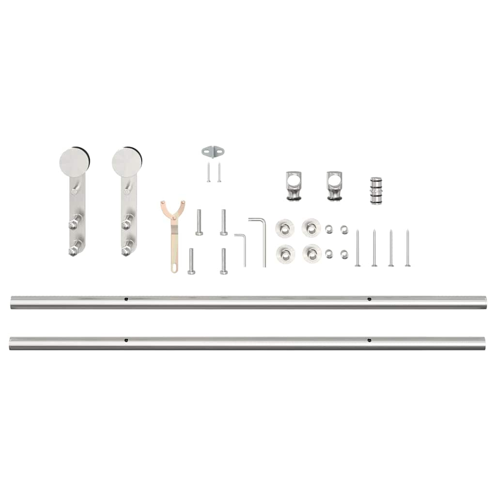 Set piese pentru ușă glisantă, argintiu, 183 cm oțel inoxidabil