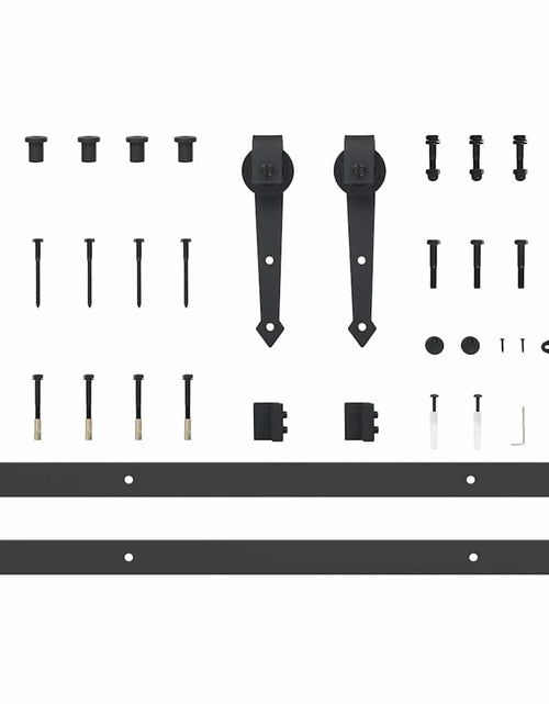 Загрузите изображение в средство просмотра галереи, Set feronerie pentru uși glisante, negru, 152,5 cm, oțel
