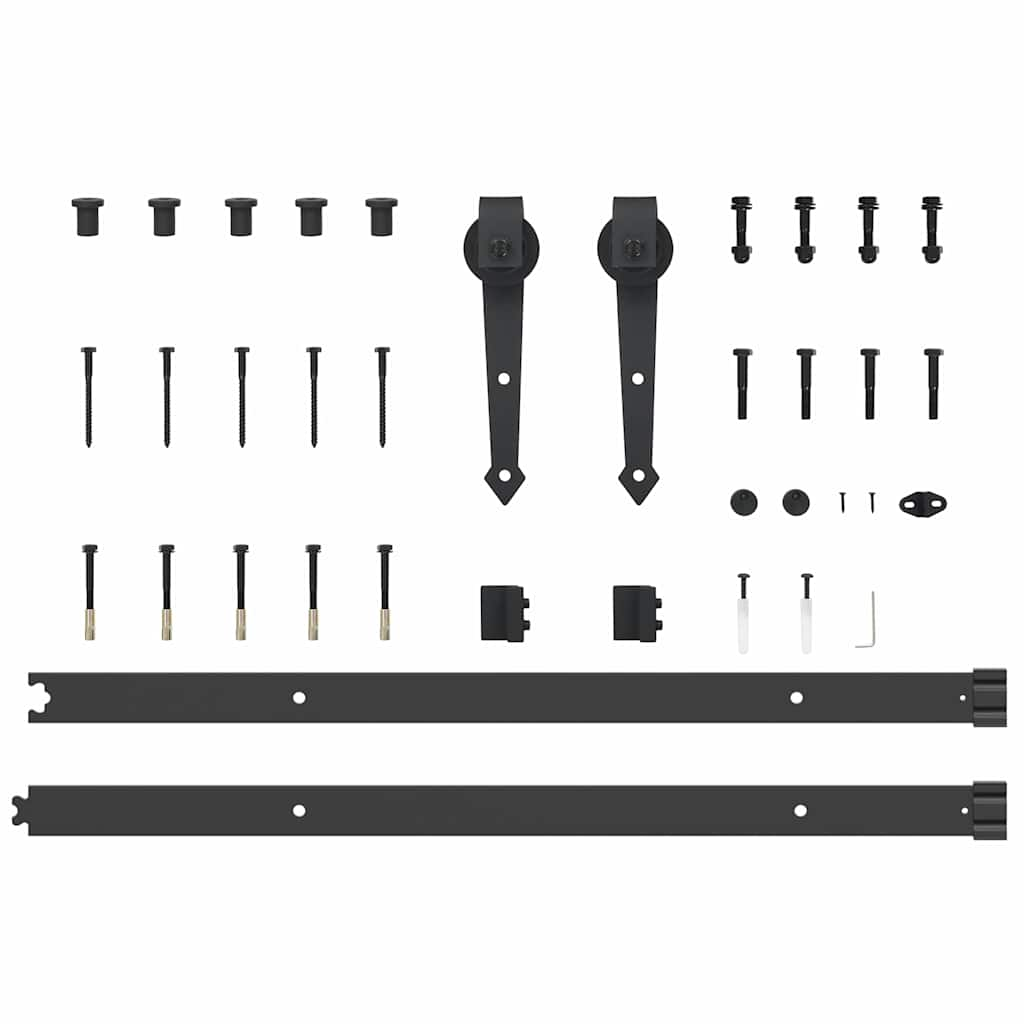 Set feronerie pentru uși glisante, negru, 152,5 cm, oțel