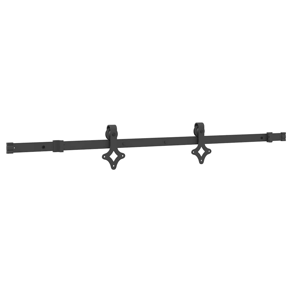 Set feronerie pentru uși glisante, negru, 152,5 cm, oțel