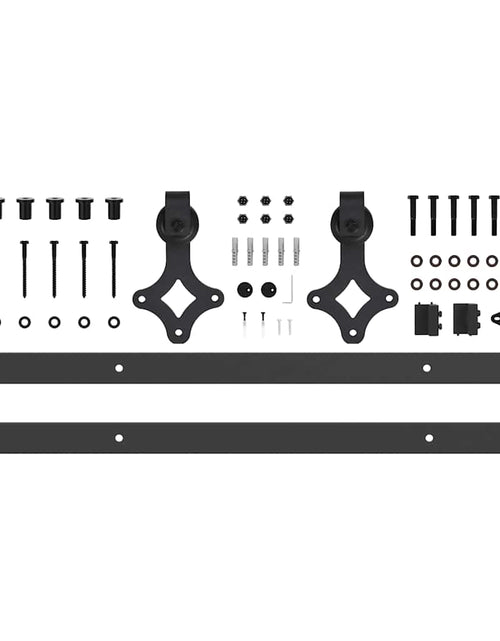 Încărcați imaginea în vizualizatorul Galerie, Set feronerie pentru uși glisante, negru, 152,5 cm, oțel
