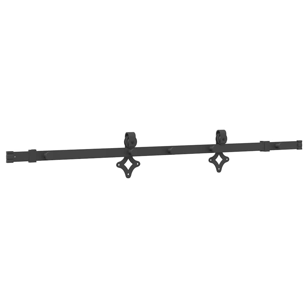 Set feronerie pentru uși glisante, negru, 152,5 cm, oțel