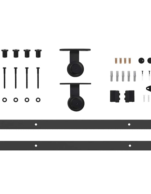 Încărcați imaginea în vizualizatorul Galerie, Set feronerie pentru uși glisante, negru, 152,5 cm, oțel
