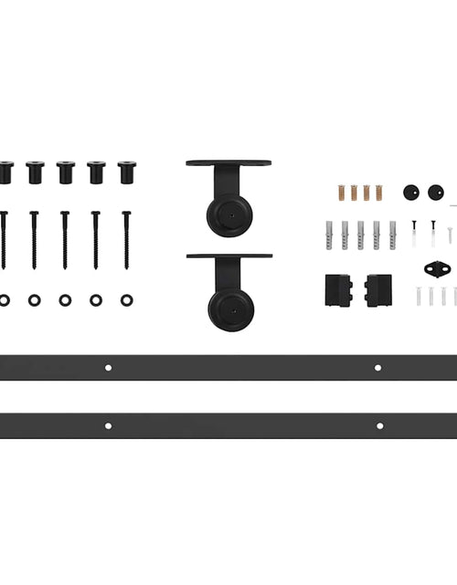 Încărcați imaginea în vizualizatorul Galerie, Set feronerie pentru uși glisante, negru, 213,5 cm, oțel
