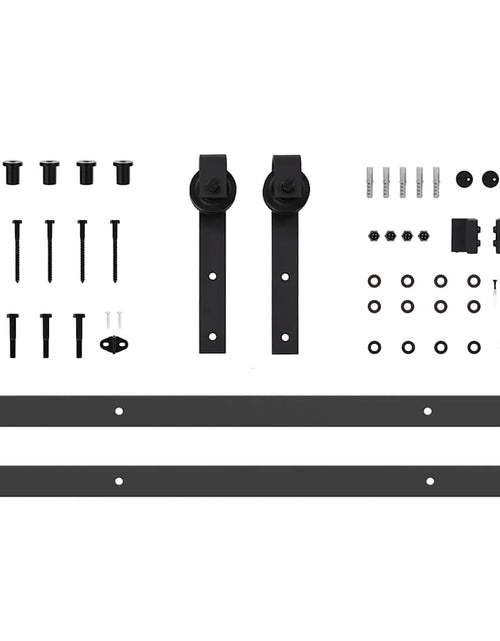 Încărcați imaginea în vizualizatorul Galerie, Set feronerie pentru uși glisante, negru, 152,5 cm, oțel
