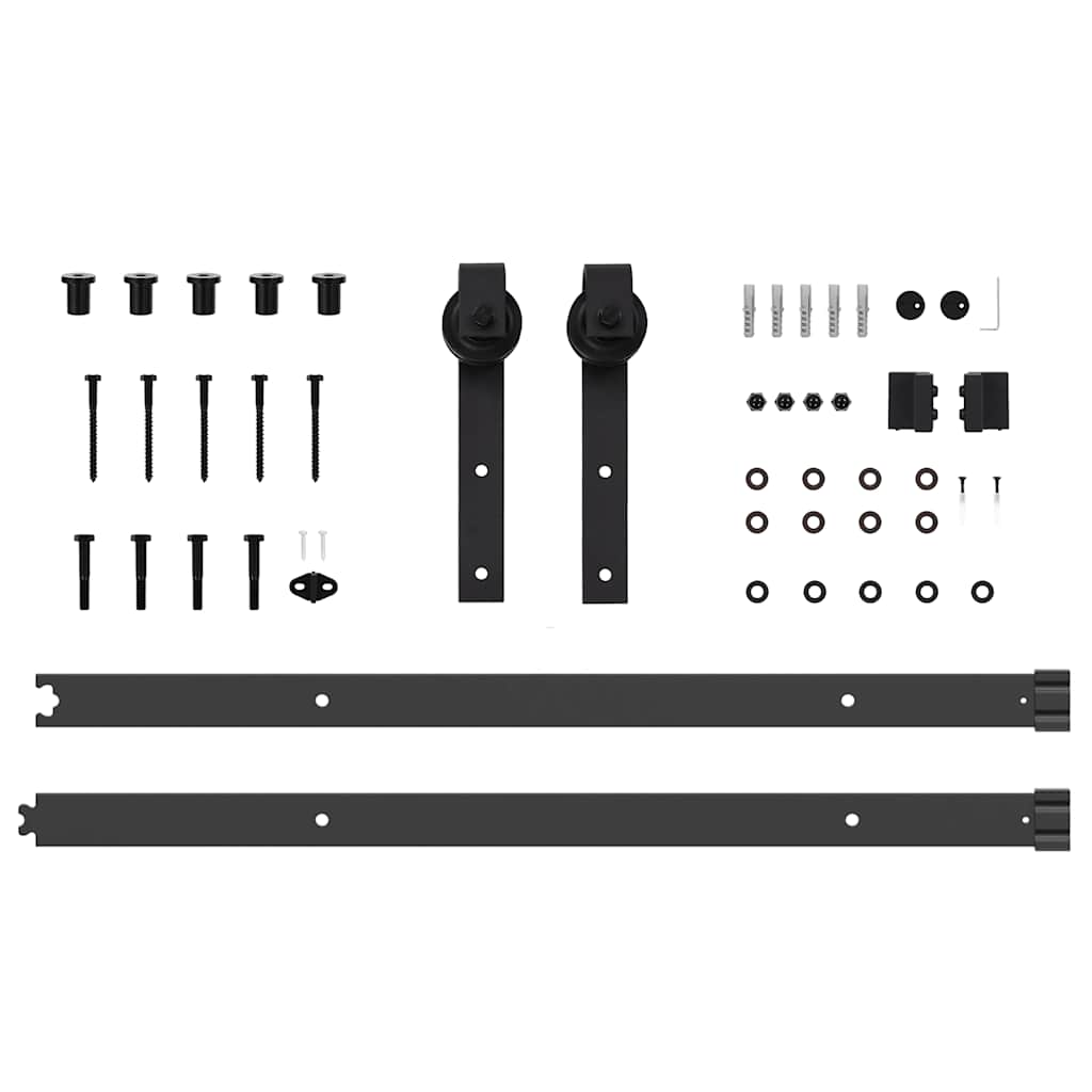 Set feronerie pentru uși glisante, negru, 152,5 cm, oțel