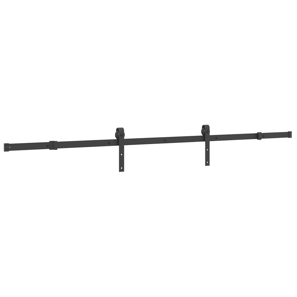 Set feronerie pentru uși glisante, negru, 213,5 cm, oțel