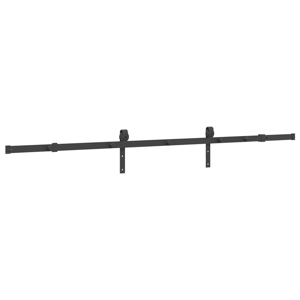 Set feronerie pentru uși glisante, negru, 213,5 cm, oțel