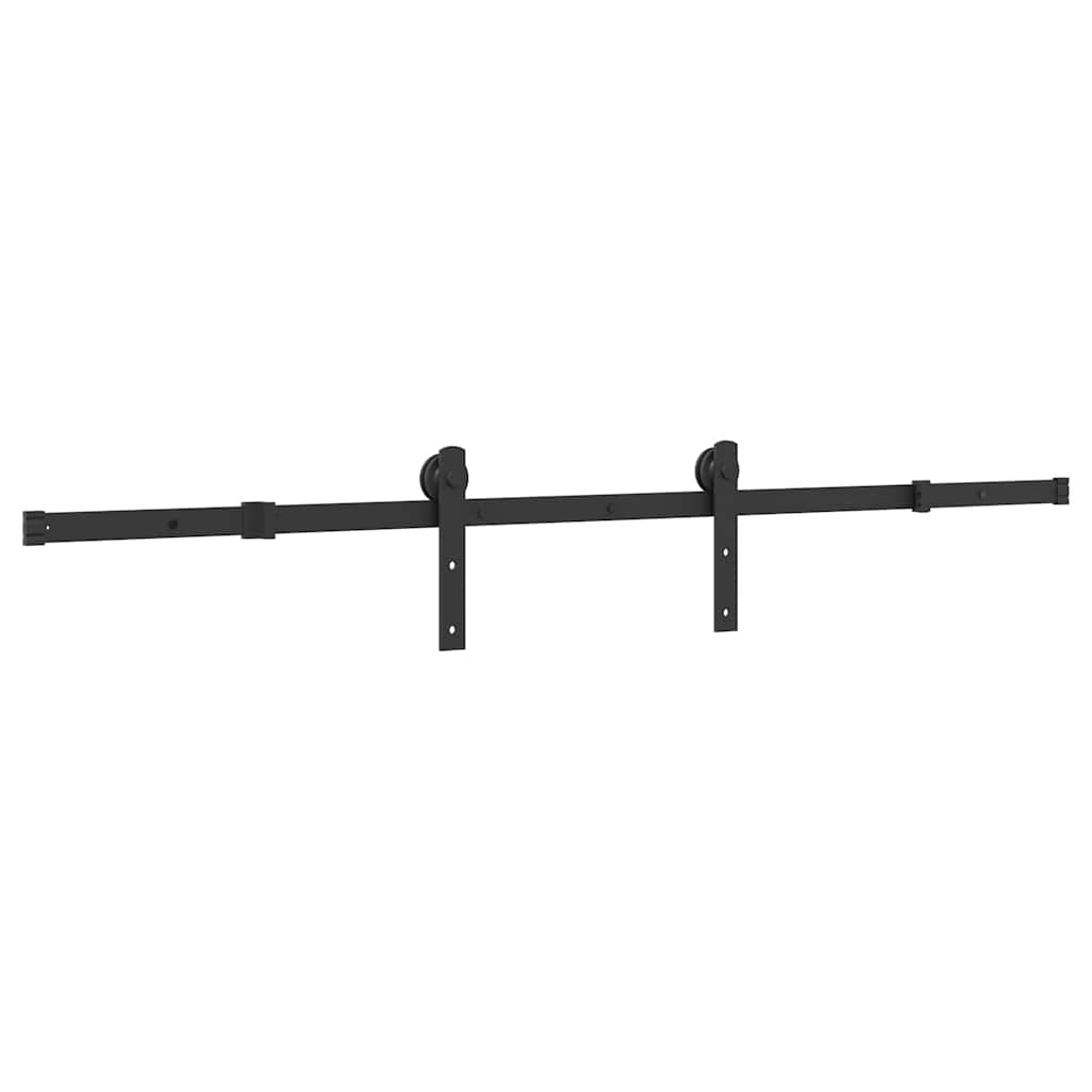 Set feronerie pentru ușă glisantă, negru, 183 cm, oțel