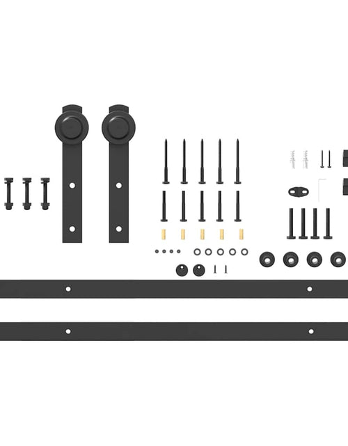 Încărcați imaginea în vizualizatorul Galerie, Set feronerie pentru ușă glisantă, negru, 183 cm, oțel
