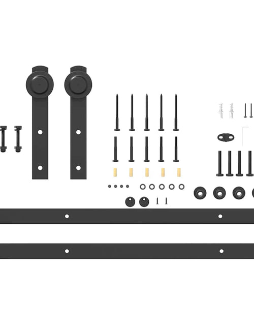 Încărcați imaginea în vizualizatorul Galerie, Set feronerie pentru ușă glisantă, negru, 152 cm, oțel
