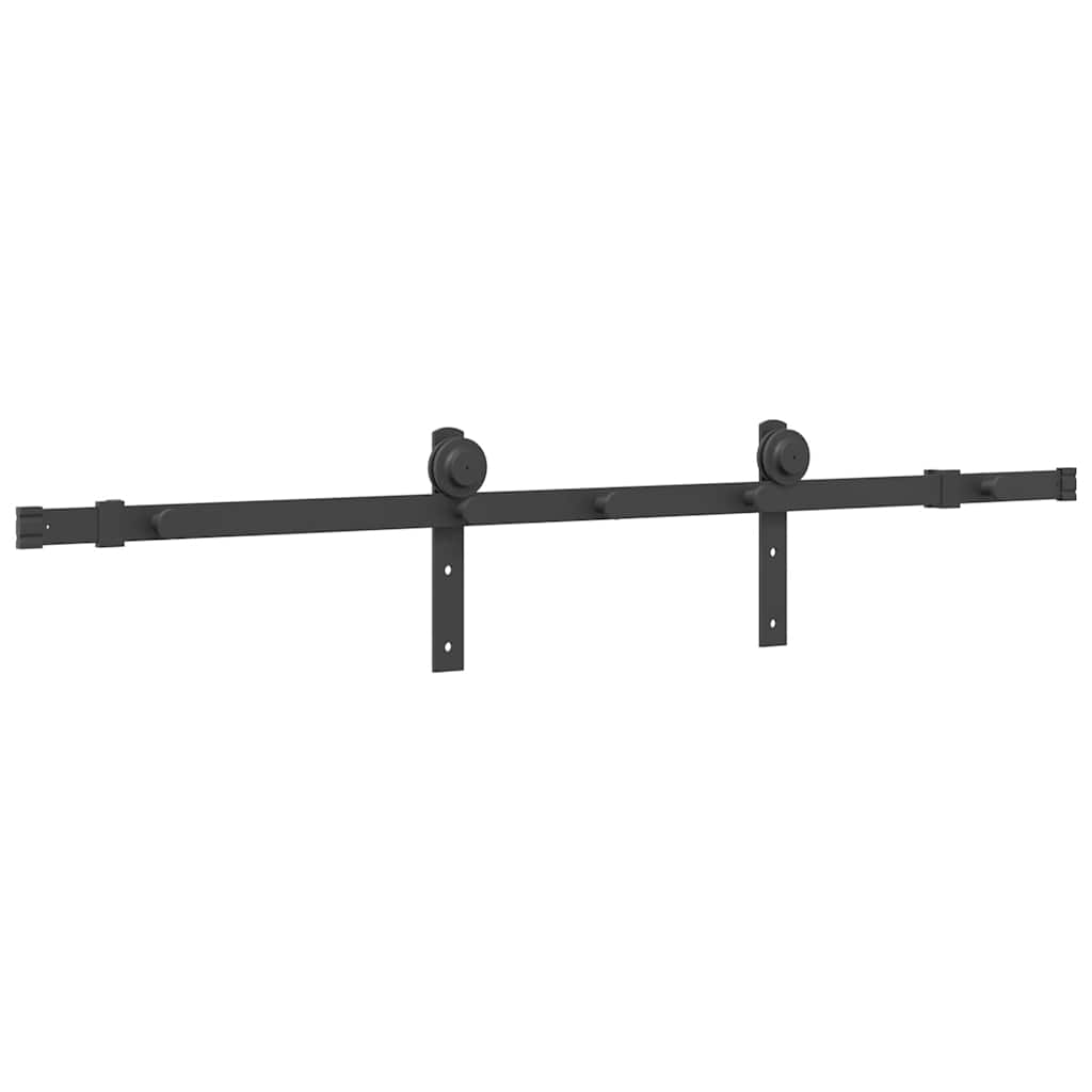 Set feronerie pentru ușă glisantă, negru, 152 cm, oțel