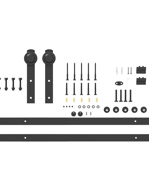 Încărcați imaginea în vizualizatorul Galerie, Set feronerie pentru uși glisante, negru, 213,5 cm, oțel
