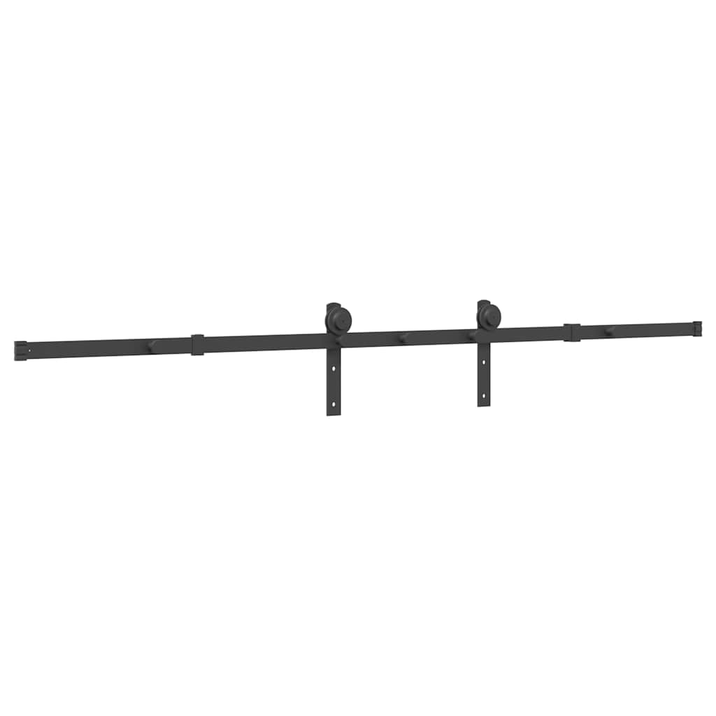 Set feronerie pentru uși glisante, negru, 213,5 cm, oțel