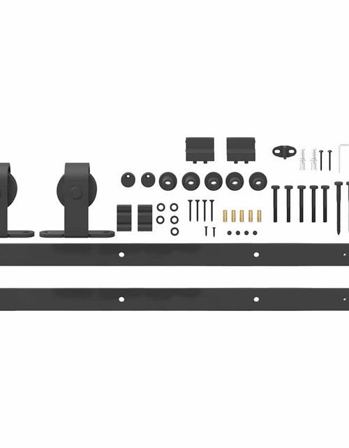 Încărcați imaginea în vizualizatorul Galerie, Set feronerie pentru uși glisante, negru, 152,5 cm, oțel
