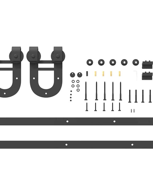 Încărcați imaginea în vizualizatorul Galerie, Set feronerie pentru ușă glisantă, negru, 183 cm, oțel
