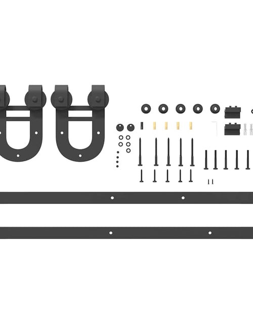 Încărcați imaginea în vizualizatorul Galerie, Set feronerie pentru uși glisante, negru, 200 cm, oțel
