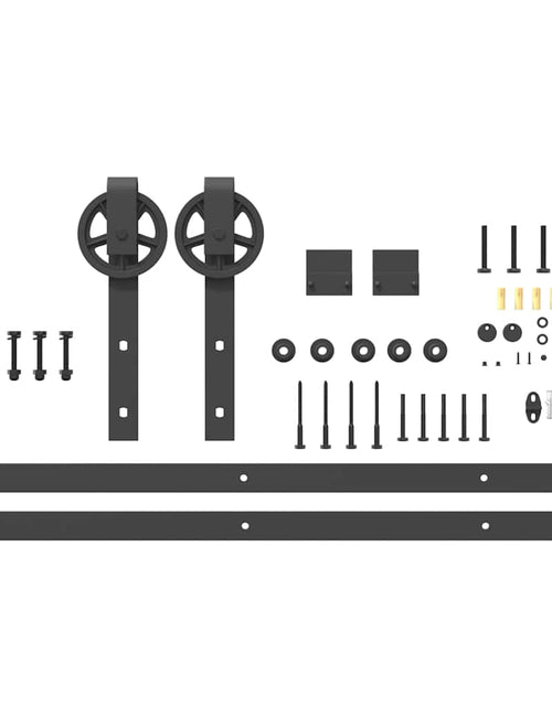 Încărcați imaginea în vizualizatorul Galerie, Set feronerie pentru ușă glisantă, negru, 183 cm, oțel
