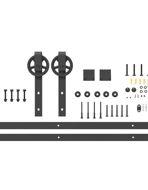 Încărcați imaginea în vizualizatorul Galerie, Set feronerie pentru uși glisante, negru, 200 cm, oțel
