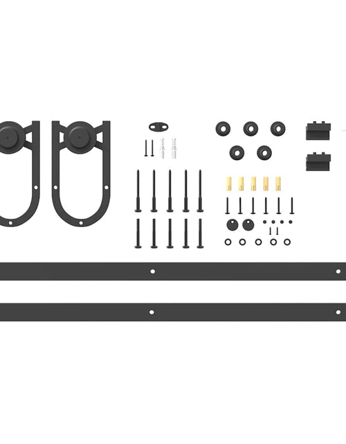Încărcați imaginea în vizualizatorul Galerie, Set feronerie pentru uși glisante, negru, 200 cm, oțel
