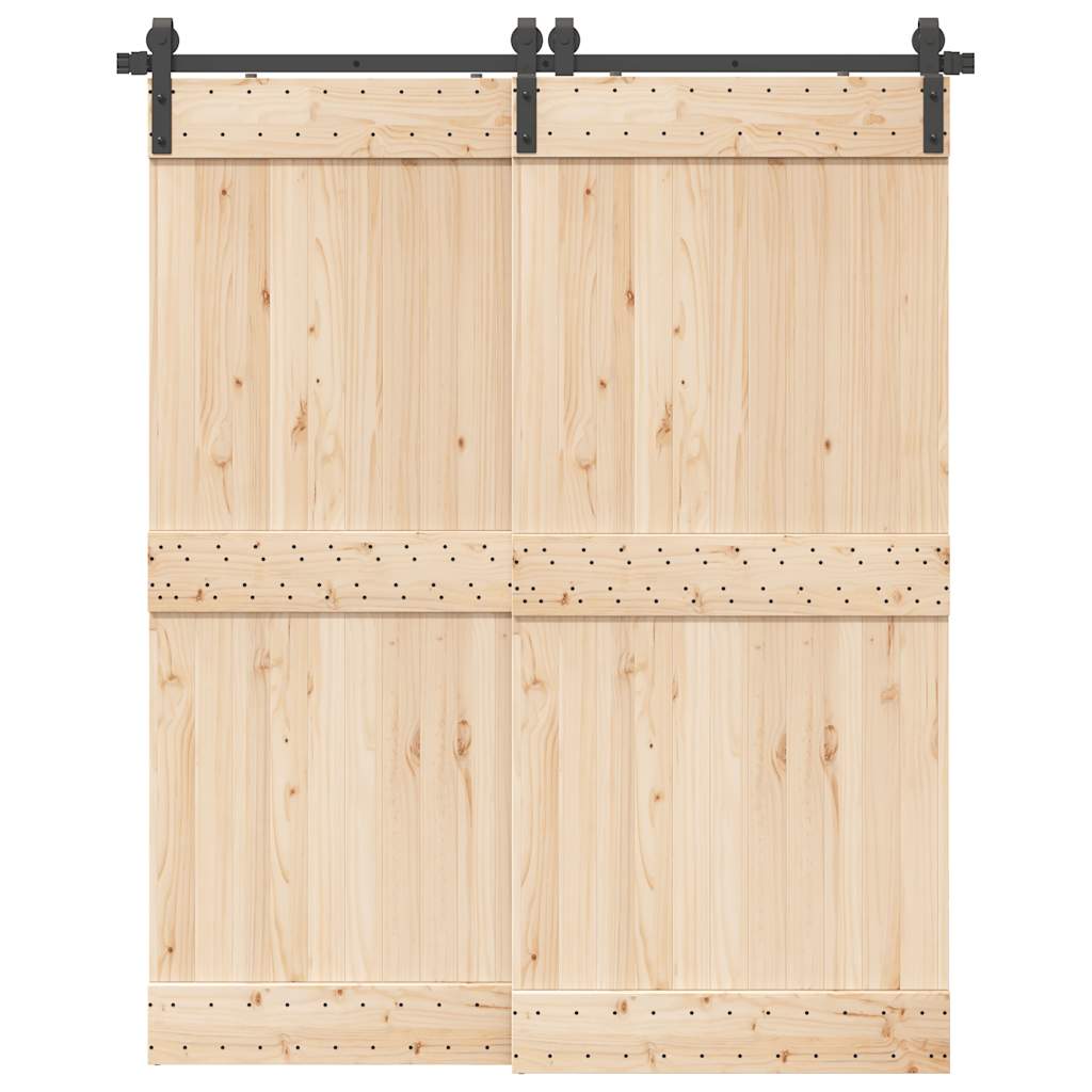 Set feronerie pentru ușă glisantă, negru, 183 cm, oțel