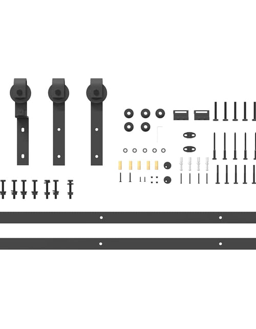 Încărcați imaginea în vizualizatorul Galerie, Set feronerie pentru uși glisante, negru, 200 cm, oțel
