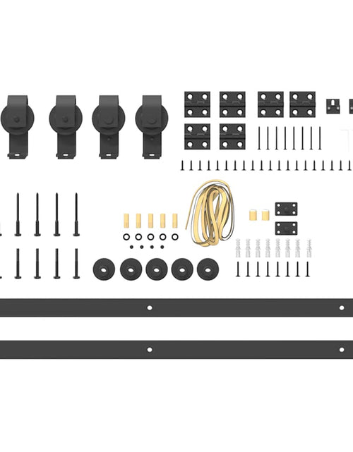 Încărcați imaginea în vizualizatorul Galerie, Set feronerie pentru ușă glisantă, negru, 183 cm, oțel
