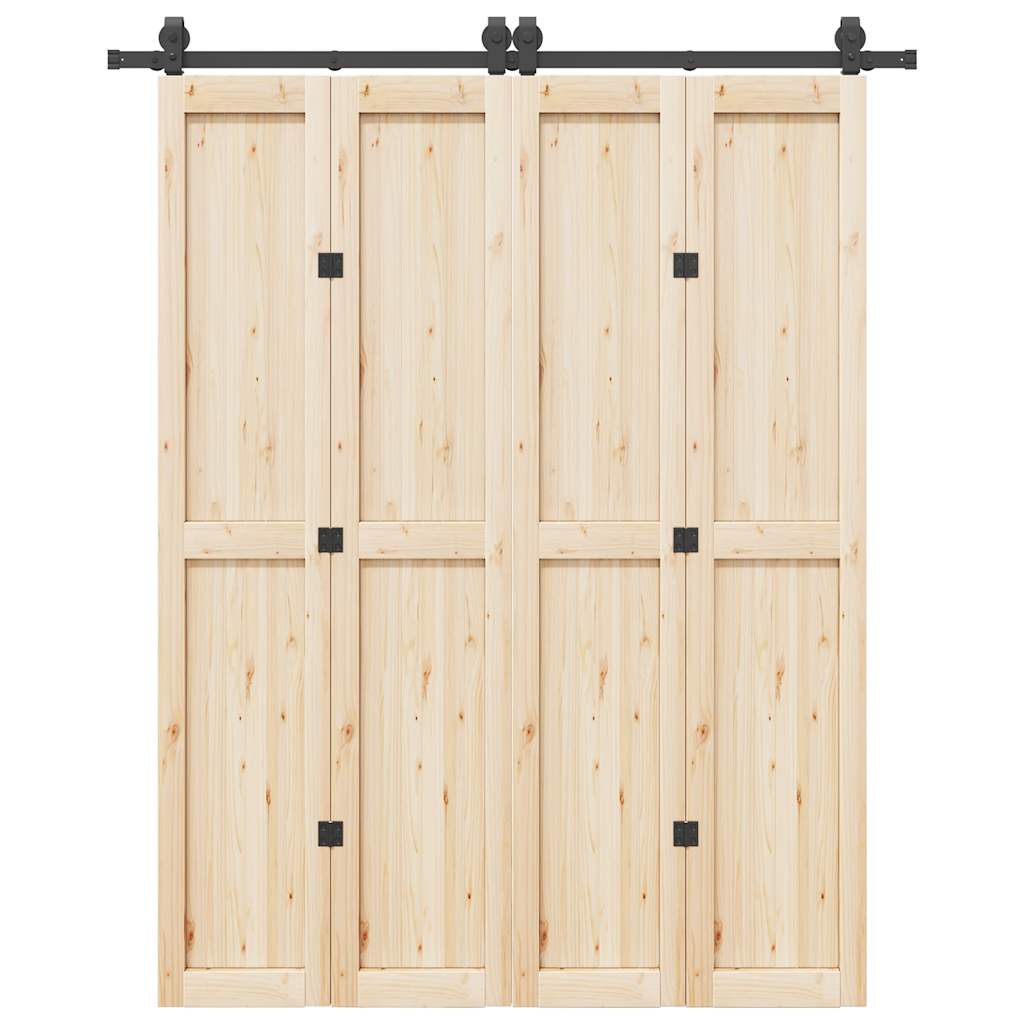 Set feronerie pentru ușă glisantă, negru, 183 cm, oțel