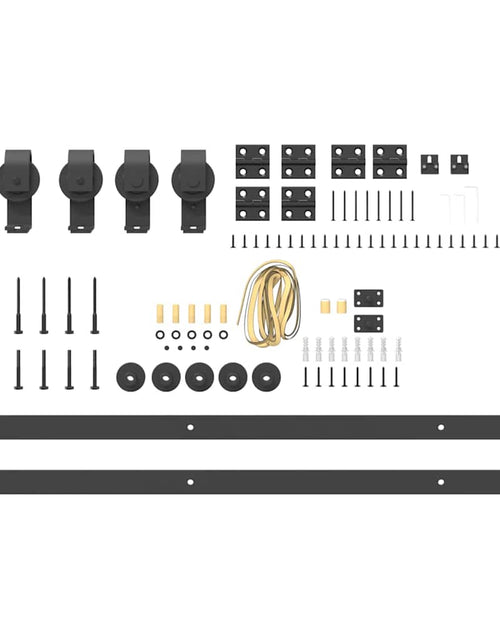 Încărcați imaginea în vizualizatorul Galerie, Set feronerie pentru uși glisante, negru, 200 cm, oțel
