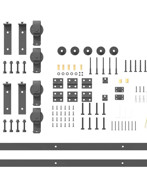 Încărcați imaginea în vizualizatorul Galerie, Set feronerie pentru uși glisante, negru, 200 cm, oțel
