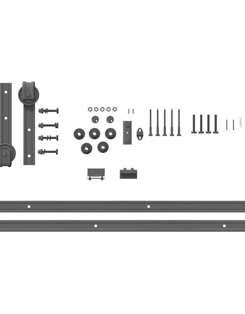 Încărcați imaginea în vizualizatorul Galerie, Set feronerie pentru ușă glisantă, negru, 183 cm, oțel
