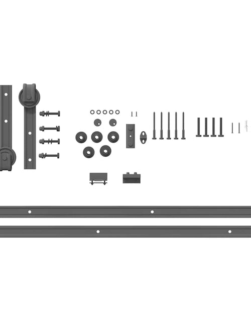 Încărcați imaginea în vizualizatorul Galerie, Set feronerie pentru uși glisante, negru, 200 cm, oțel
