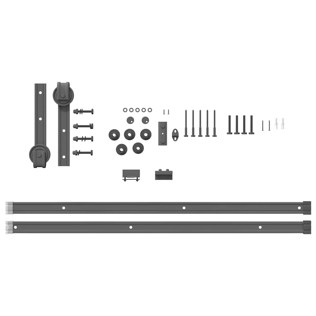 Set feronerie pentru uși glisante, negru, 200 cm, oțel