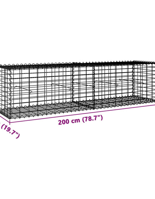 Încărcați imaginea în vizualizatorul Galerie, Coș gabion cu capac, 200x50x50 cm, fier galvanizat
