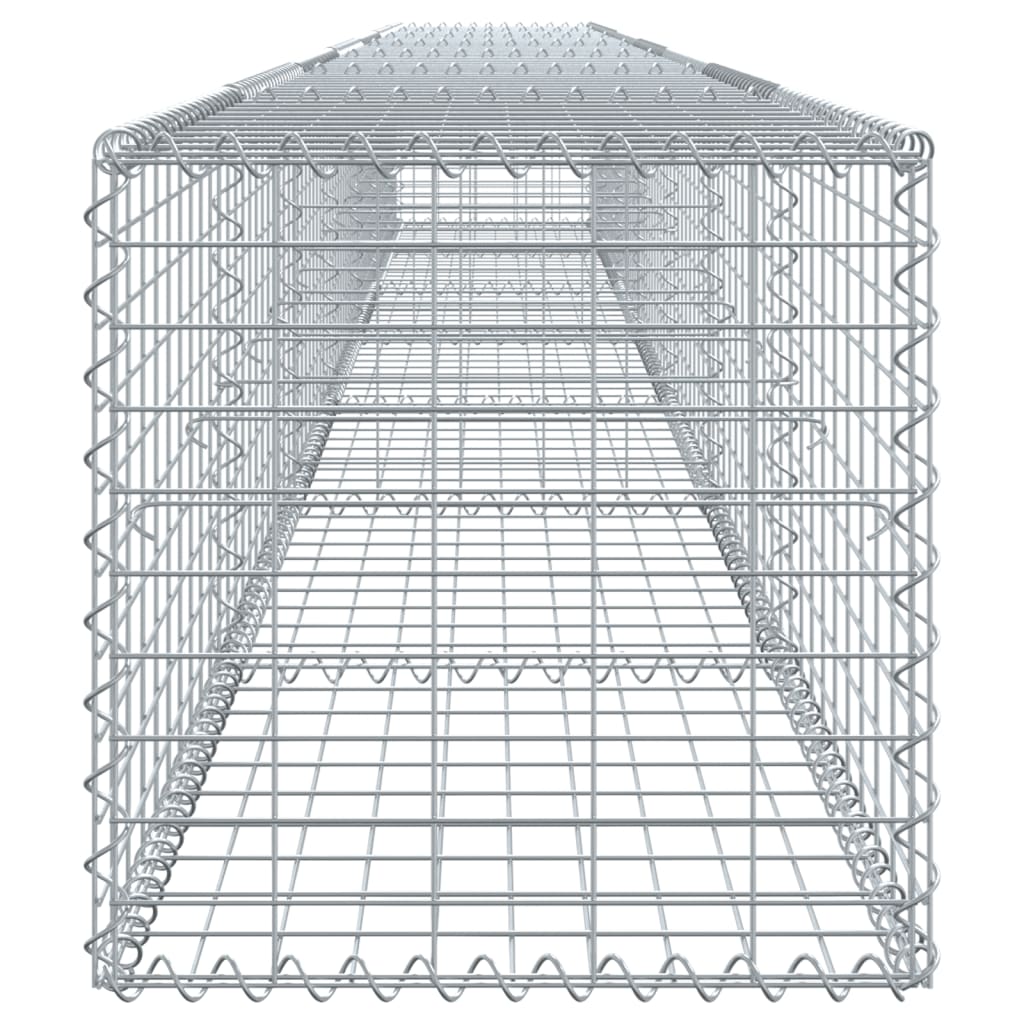 Coș gabion cu capac, argintiu, 700x50x50 cm, fier galvanizat