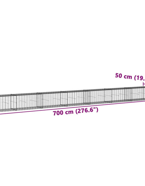 Încărcați imaginea în vizualizatorul Galerie, Coș gabion cu capac, argintiu, 700x50x50 cm, fier galvanizat

