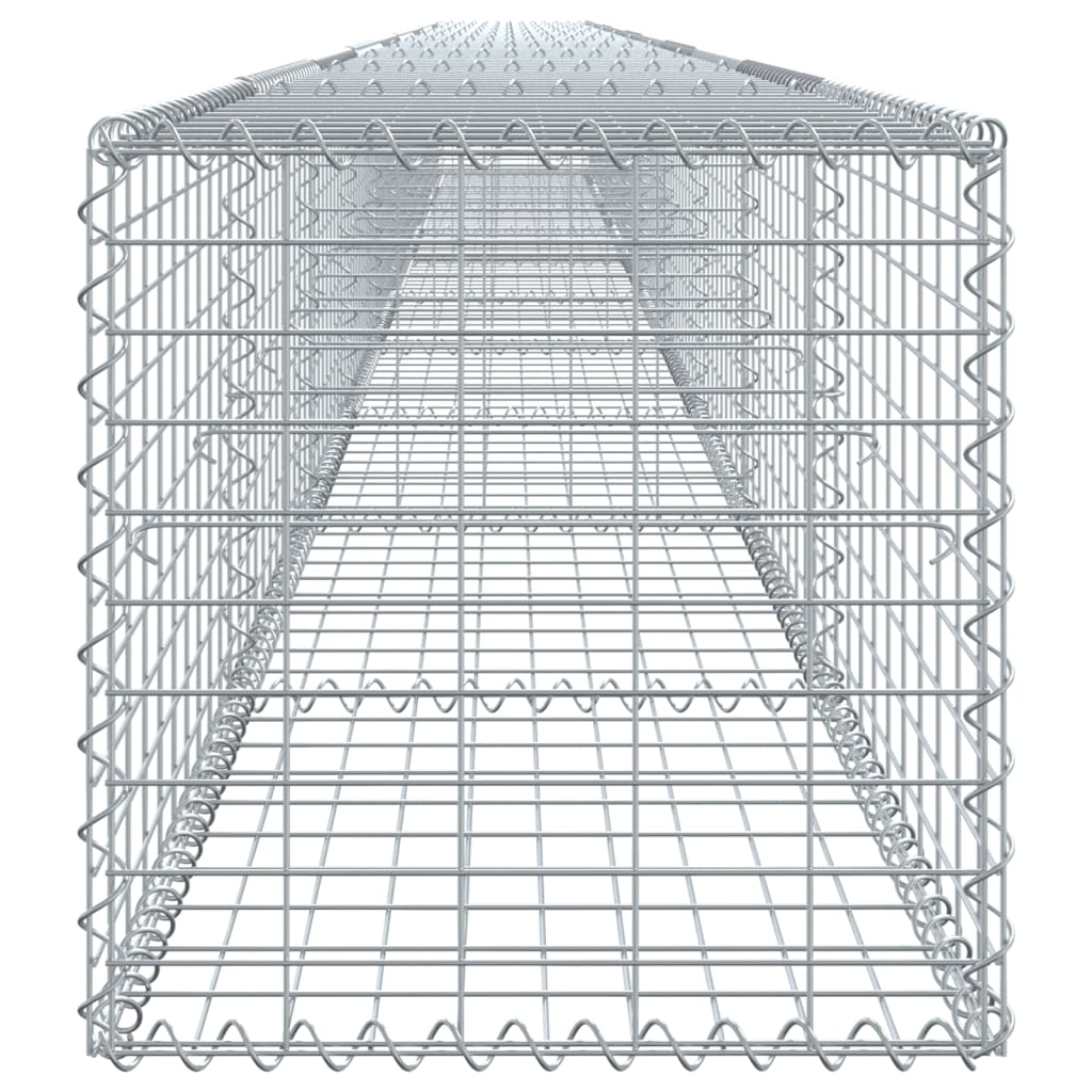 Coș gabion cu capac, argintiu, 1000x50x50 cm, fier galvanizat