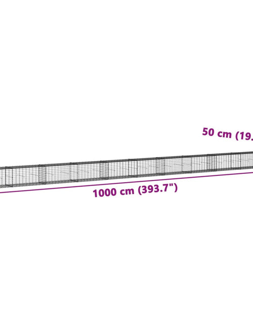 Încărcați imaginea în vizualizatorul Galerie, Coș gabion cu capac, argintiu, 1000x50x50 cm, fier galvanizat
