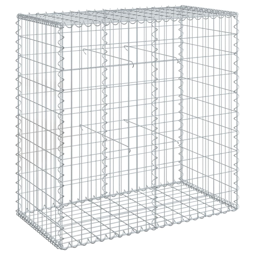 Coș gabion cu capac, argintiu, 100x50x100 cm, fier galvanizat