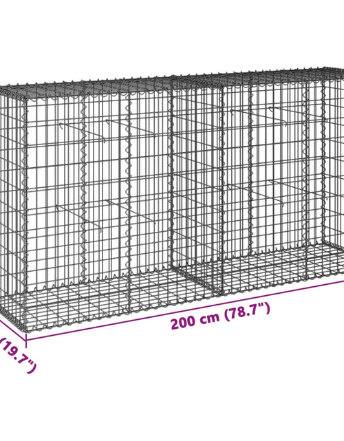 Încărcați imaginea în vizualizatorul Galerie, Coș gabion cu capac, 200x50x100 cm, fier galvanizat
