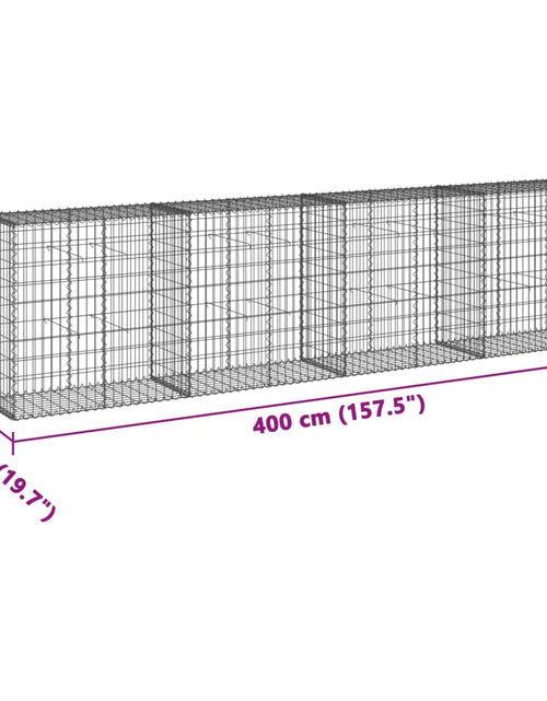 Загрузите изображение в средство просмотра галереи, Coș gabion cu capac, 400x50x100 cm, fier galvanizat
