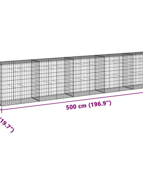 Încărcați imaginea în vizualizatorul Galerie, Coș gabion cu capac, 500x50x100 cm, fier galvanizat
