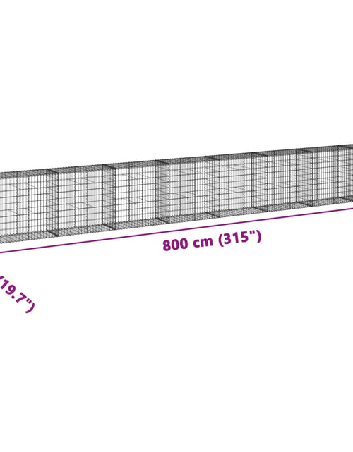 Загрузите изображение в средство просмотра галереи, Coș gabion cu capac, 800x50x100 cm, fier galvanizat
