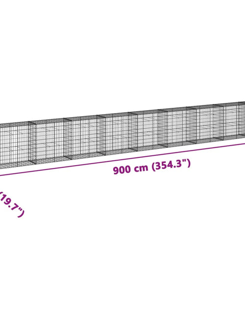 Загрузите изображение в средство просмотра галереи, Coș gabion cu capac, 900x50x100 cm, fier galvanizat
