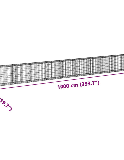 Încărcați imaginea în vizualizatorul Galerie, Coș gabion cu capac, 1000x50x100 cm, fier galvanizat
