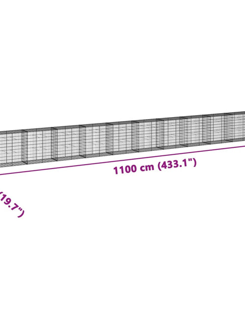 Încărcați imaginea în vizualizatorul Galerie, Coș gabion cu capac, 1100x50x100 cm, fier galvanizat
