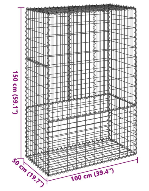 Încărcați imaginea în vizualizatorul Galerie, Coș gabion cu capac, 100x50x150 cm, fier galvanizat
