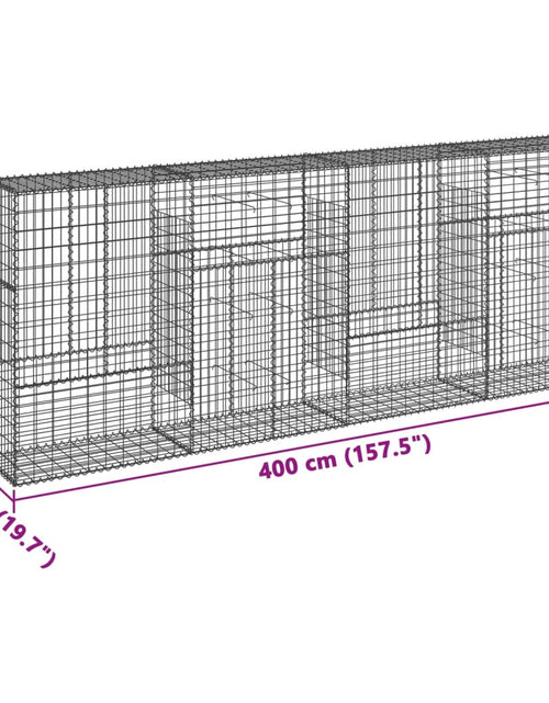 Încărcați imaginea în vizualizatorul Galerie, Coș gabion cu capac, 400x50x150 cm, fier galvanizat
